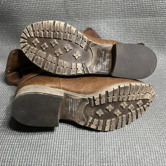 Maurices Helen Foldover Boots Womens Size 9M Brown Faux Leather Stacked Heel - Picture 8 of 12